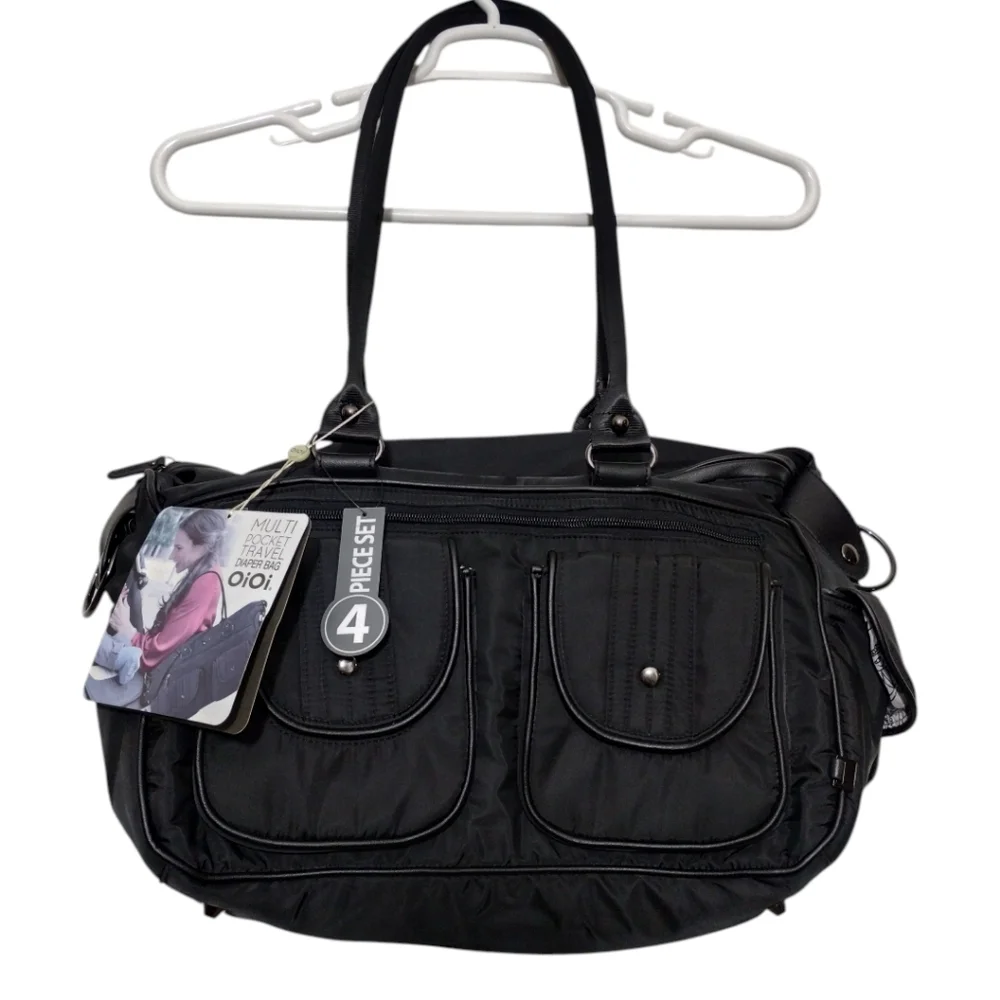 OiOi Multi Zip Pocket Carryall Baby Diaper Bag Large 4 Piece Set